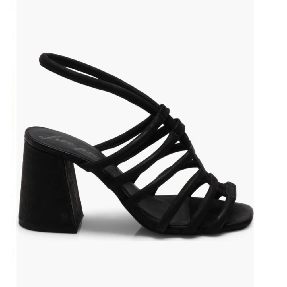 Free People Black Strappy Block Heel Sandals - Picture 14 of 14